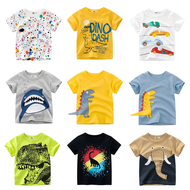 Printed kids tees in a range of colours and prints